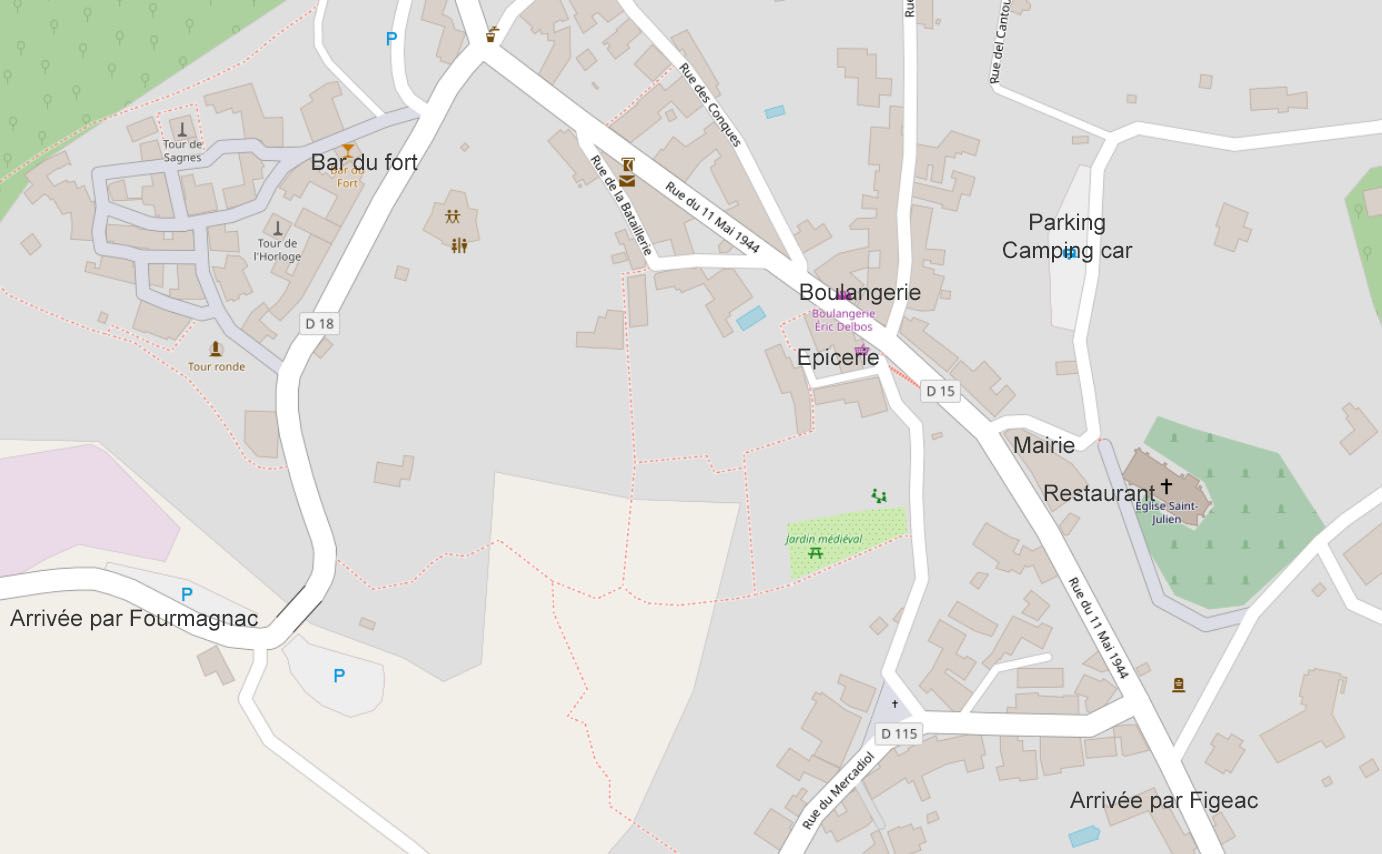 Plan de cardaillac expliquant l'emplacement des campings car